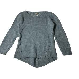 Bianca B Women L Merino Wool Blend Knit Sweater Gray Asymmetrical Hem Made Italy